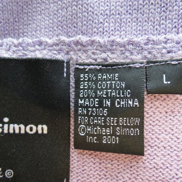 Michael Simon Orchid Sweater 3/4Sleeve Shimmer Shoe Bling Size Large - Picture 10 of 11